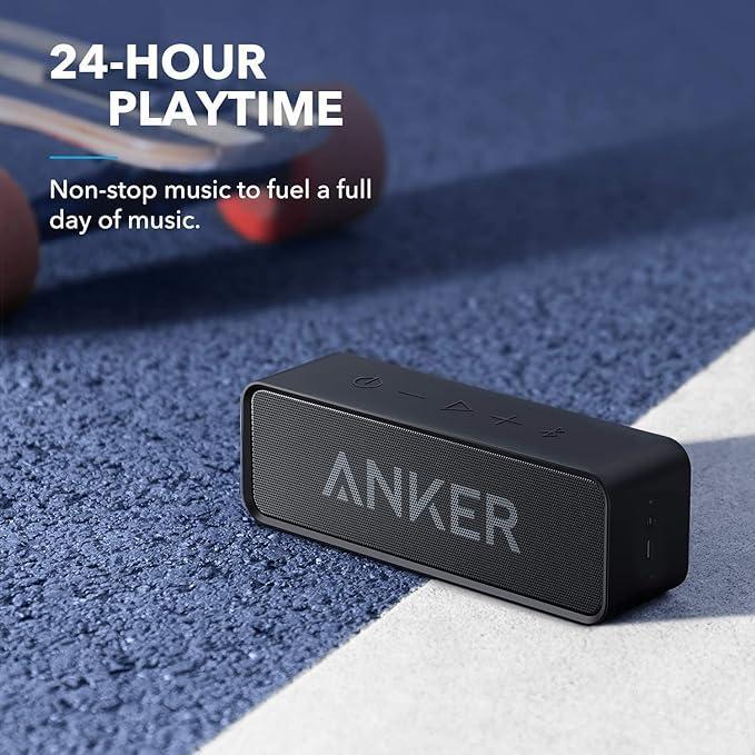 Enhanced Edition, Anker Soundcore Bluetooth Speaker with IPX5 Waterproof Rating, Stereo Sound, 24-Hour Playtime, Portable Wireless Speaker for iPhone, Samsung, and More