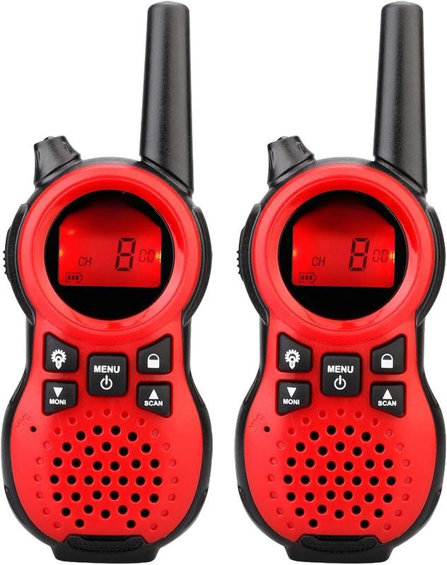 RT38 Walkie Talkies, Long Range 2 Way Radio, Portable Handheld Radio, Mini USB Port Flashlight, Walkie Talkie for Adults, for Outdoor Camping(Red 1 Pair)