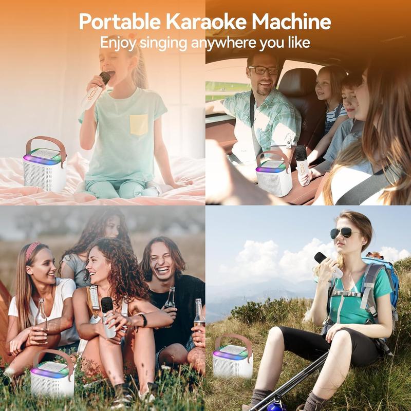 Summer Wireless Karaoke Speaker With Wireless Microphone & LED Light for Fall Gift, Wireless BT Speaker With LED Ambient Light, Speakers Karaoke, Electronics Outdoor Speaker, Karaoke Machine For Home Party Birthday Gift, Mini Microphone