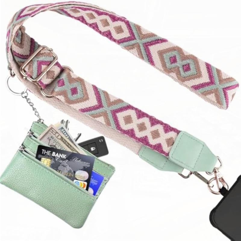 Clip and Go Strap for Phone With Wallet Crossbody, Phone Strap with Zippered Pouch for All Phones,Cross Body Phone String with Zipper Wallet Pouch Adjustable, Accessories Cellphone