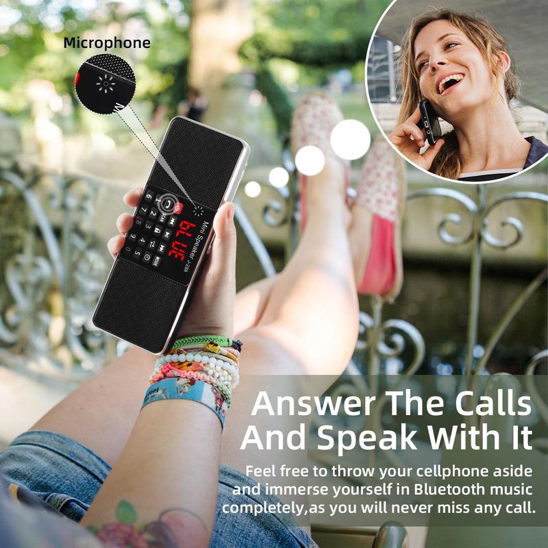 PRUNUS J-288 Portable Radio Small, AM FM Radio Rechargeable with Bluetooth Speaker, Sleep Timer and Power-Saving Display, Battery Operated Radio with AUX jack, USB Disk and TF Card, NO Manual Preset Audio Charging Clock