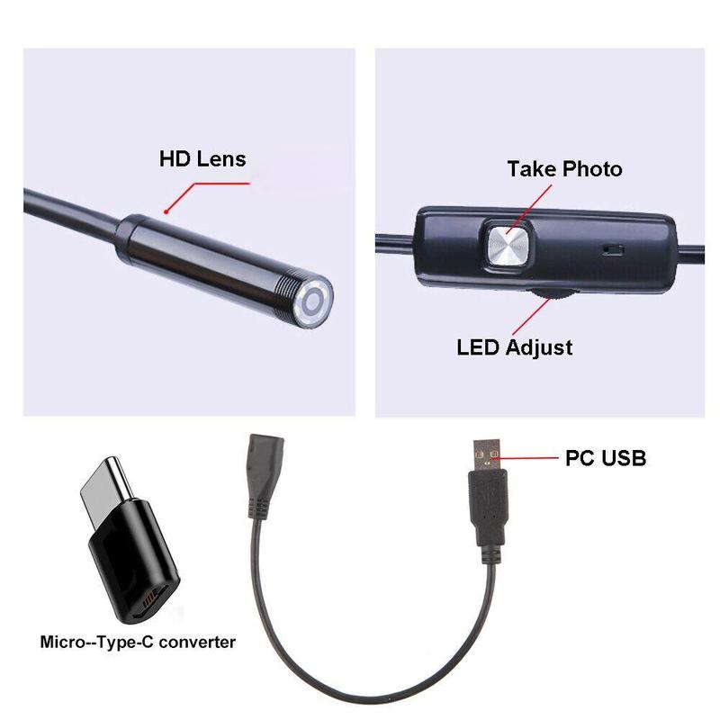 USB Endoscope Camera, 1 Count Waterproof Flexible & Durable Endoscope Camera with Type-C Connection, HD Detective Camera for Android Smartphone