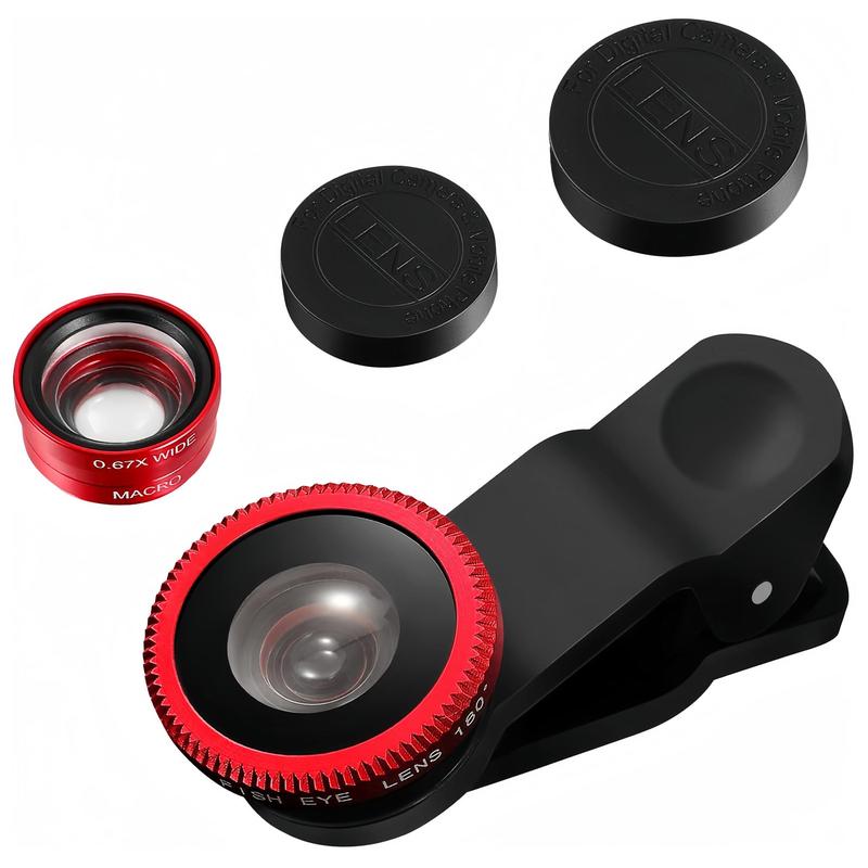 Fisheye Wide Angle Lens, 1 Set 180 Degree Universal Mobile Phone Lens, Mobile Phone Accessories for Smartphone, Phone Accessories