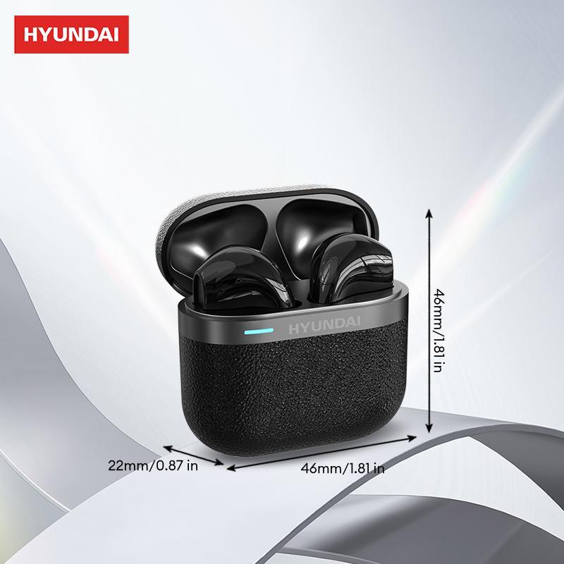 HYUNDAI HY-T02 Pro Wireless Headphones, Bluetooth-compatible 5.4 Earbuds with Charging Case, Stereo Sound Earphones for Sports, Gaming, Running, Working