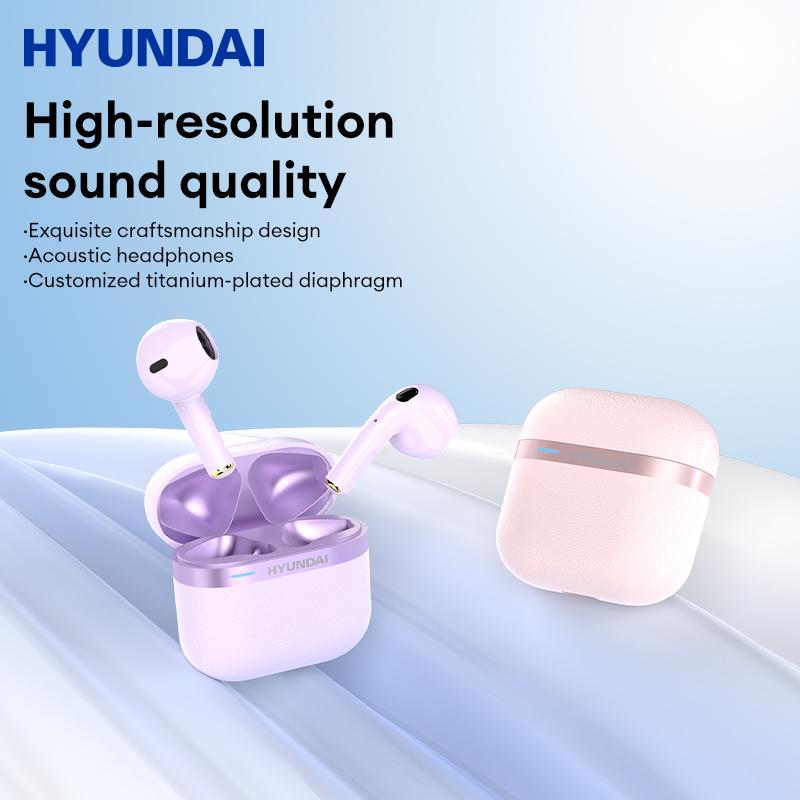 HYUNDAI HY-T02 Pro Wireless Headphones, Bluetooth-compatible 5.4 Earbuds with Charging Case, Stereo Sound Earphones for Sports, Gaming, Running, Working