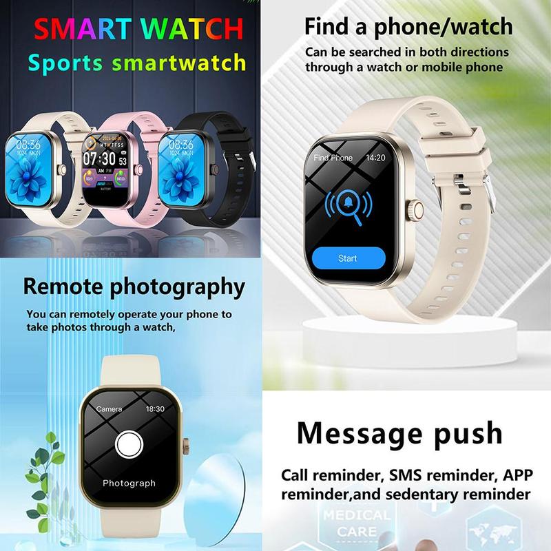 Multifunctional Smart Watch, Fashion Digital Watch with BT, Sports Watch with Time Display, Music Control, Compatible with Android & IOS, Gift