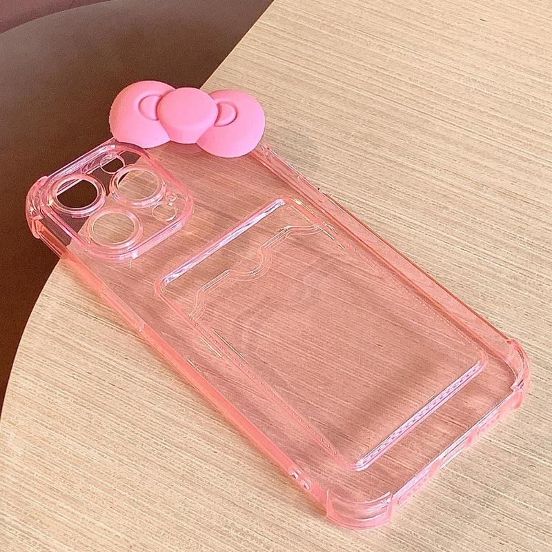 Bowknot Design Phone Case with Card Slot, Anti-drop Cellphone Protective Case, All-inclusive Shockproof Mobile Phone Cover for iPhone