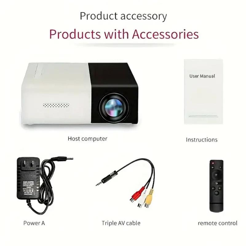 HUHU HD Projector, Portable Outdoor Mini Movie Projector, Compatible With USB, AV, TV Audio Colorful