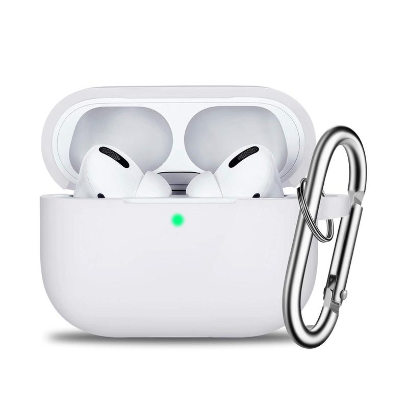 Silicone AirPods Pro Case Cover with Keychain, 1 Box Full Protective Silicone Skin Accessories for Women Men Girl, Front LED Visible Protective Case Cover Compatible with Apple 2019 Latest AirPods Pro