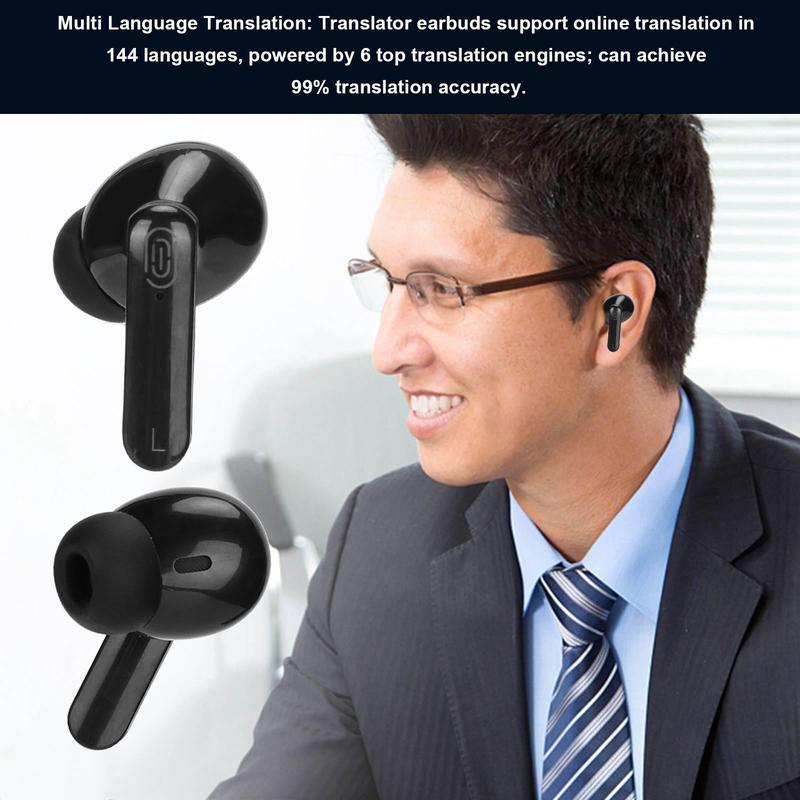 Translation Wireless Bluetooth Earphones Support 144 Languages Real Time Bluetooth Translation Support Playing Music Phone Calls Headphones High Accuracy for Learning for Travel bluetooth  headset Audio Earbud