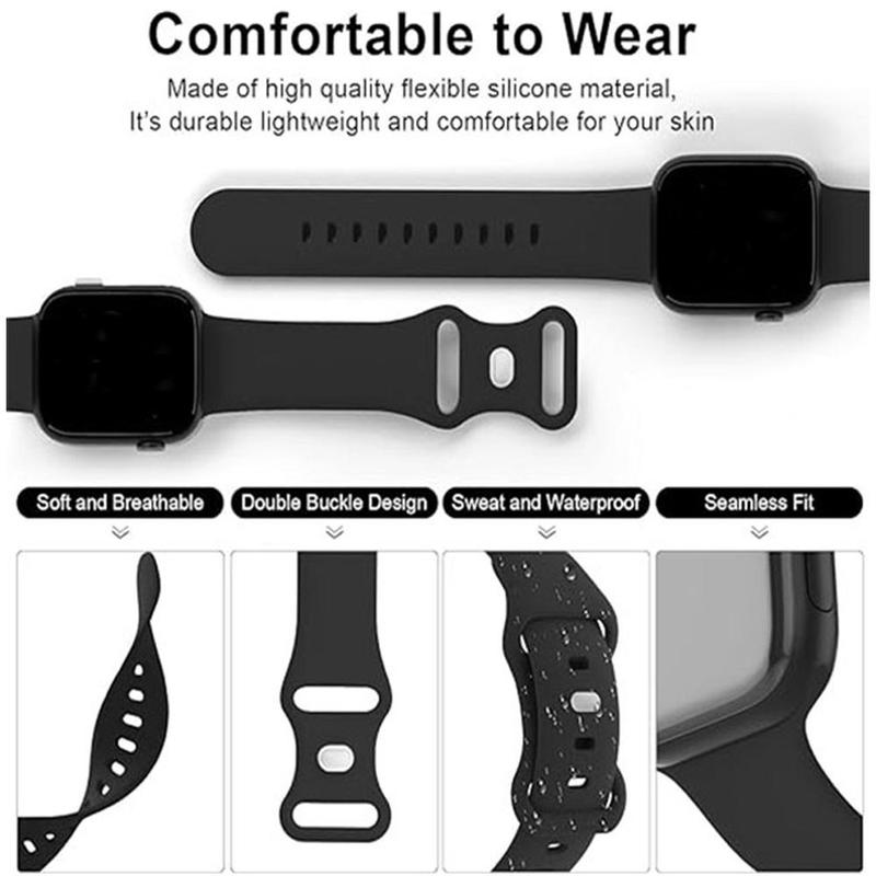 Silicone Watch Band (Band Only), 5 Counts Adjustable Replacement Watch Band for iWatch Series 9 8 7 6 5 4 3 2 1 SE Ultra