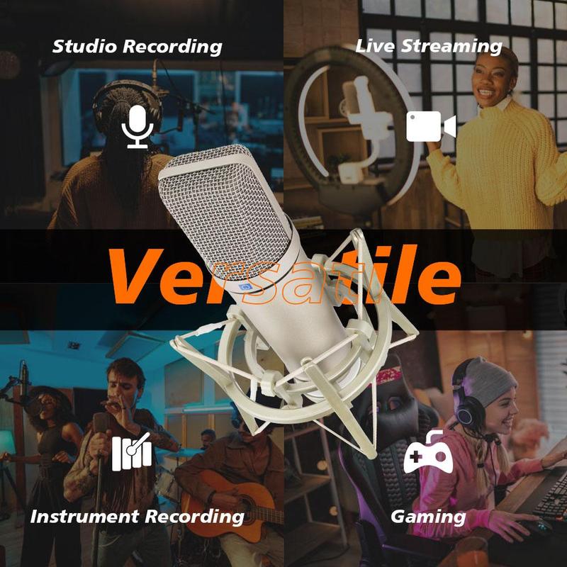 U87 Vocal Condenser Microphone, 1 Set Desktop Suspended Microphone with Mic Base & Mic Cable, Professional Microphone for Live Recording & Vocal Music Studio