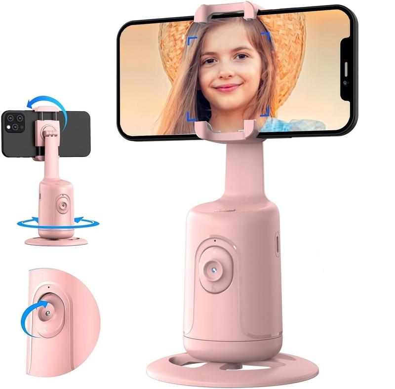 1 Count 360° Rotatable Automatic Face Tracking Gimbal Stabilizer Portable Video Recording Tool With Button For Mobile Phone Cameras, Mobile Phone Stands, Mobile Phone Accessories, Vlogging Equipment Selfie Smartphone Cellphone,Easy To Mount,Tripod