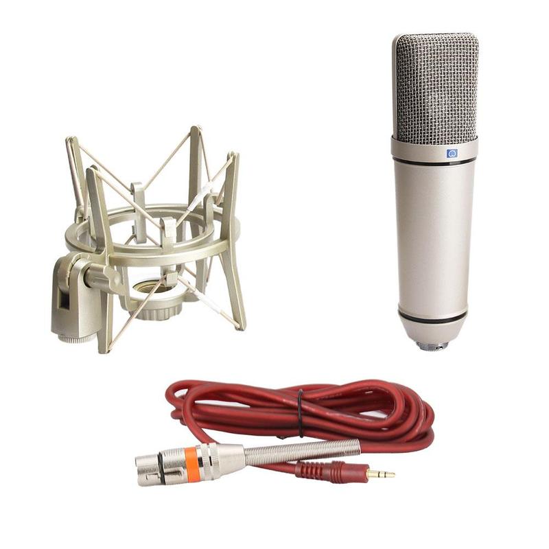 U87 Vocal Condenser Microphone, 1 Set Desktop Suspended Microphone with Mic Base & Mic Cable, Professional Microphone for Live Recording & Vocal Music Studio