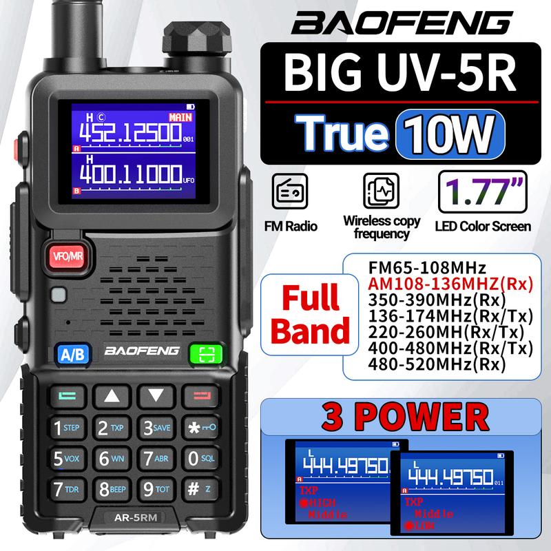 BAOFENG AR-5RM Ham Radio Handheld (Upgrade of UV-5R) Two Way Radio NOAA Weather Receiver Rechargeable Long Range Walkie Talkies, Copy Frequency 999CH with Type C Charging 2500mAh Battery Full Kit