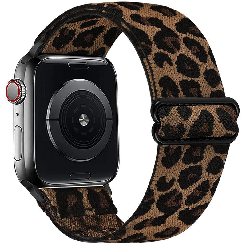 Trendy Leopard Print Smart Watch Band (Only Band), Adjustable Nylon Braided Replacement Smart Watches Band, Fashionable Wearable Accessories for Apple Watch iWatch Series