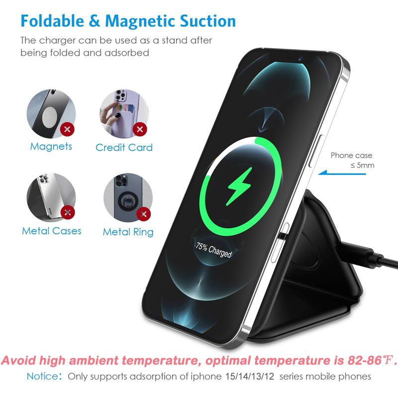 Charging Station for Christmas Gift, Black Friday, Magnetic Foldable 3 in 1 Mag-Safe Charger, Fast Travel Wireless Charging Station for iPhone 15 14 13 12  Series,for iWatch,for AirPods, christmas gift ideas Black Friday Deals tiktok shop store