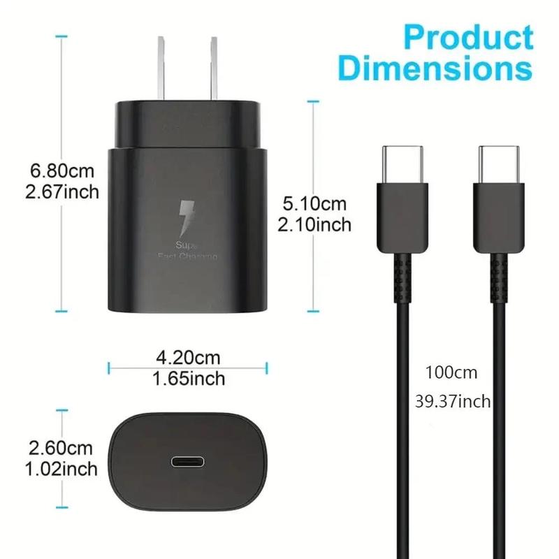 25W Type-C Portable Charger with USB-C to USB-C Charger Cable, Fast Charging Smartphone Charger, Phone Accessories Compatible with Galaxy S23 Ultra S23 S23+ S22 Phones, Portable Chargers with Cable