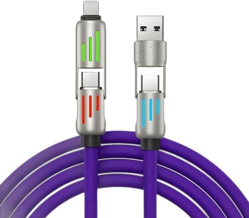 Christmas gift 4-in-1 Mult USBCharging Cable with USB A,Type C,Lightning -MAX 240W Fast Charging& Data Sync for iPhone 16 15, iPadPro, Samsung & Laptops