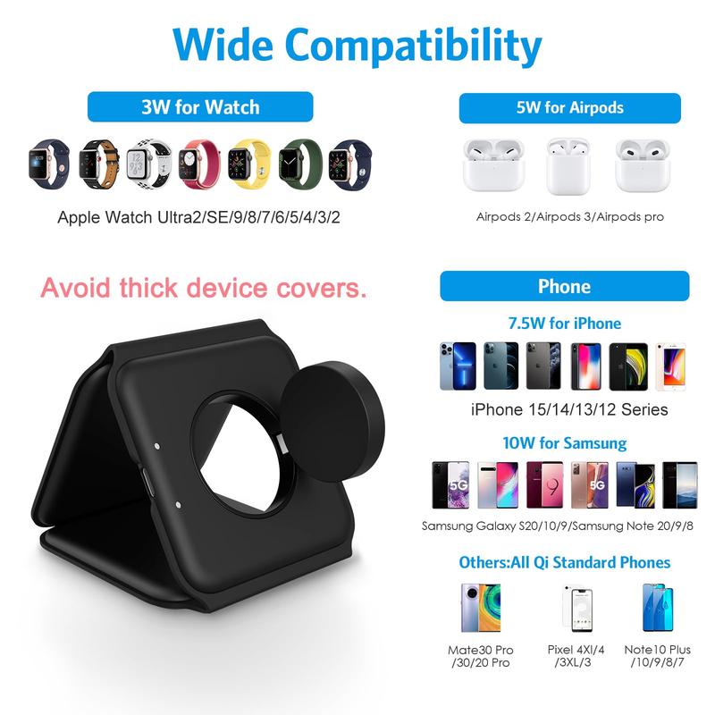 Charging Station for Christmas Gift, Black Friday, Magnetic Foldable 3 in 1 Mag-Safe Charger, Fast Travel Wireless Charging Station for iPhone 15 14 13 12  Series,for iWatch,for AirPods, christmas gift ideas Black Friday Deals tiktok shop store