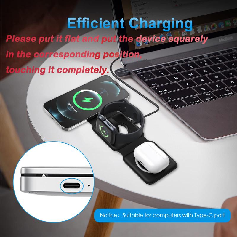 Charging Station for Christmas Gift, Black Friday, Magnetic Foldable 3 in 1 Mag-Safe Charger, Fast Travel Wireless Charging Station for iPhone 15 14 13 12  Series,for iWatch,for AirPods, christmas gift ideas Black Friday Deals tiktok shop store