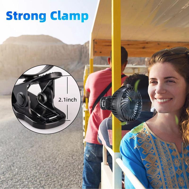 3 Speeds Portable Mini Cooling Fan USB Rechargeable Quiet Clip On Desk Stroller Compact Mobile