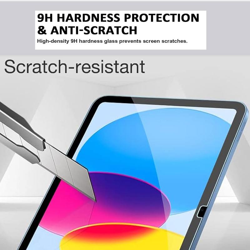 2 Pack Screen Protector for iPad 10th Generation 10.9 Inch 2022 (Model A2696 A2757 A2777) Tempered Glass Film Guard High Touch Sensitivity [ ID &  Pencil Compatible]