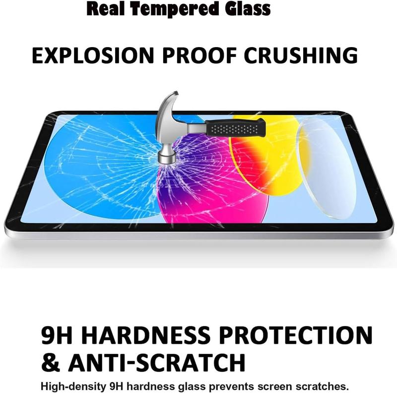 2 Pack Screen Protector for iPad 10th Generation 10.9 Inch 2022 (Model A2696 A2757 A2777) Tempered Glass Film Guard High Touch Sensitivity [ ID &  Pencil Compatible]