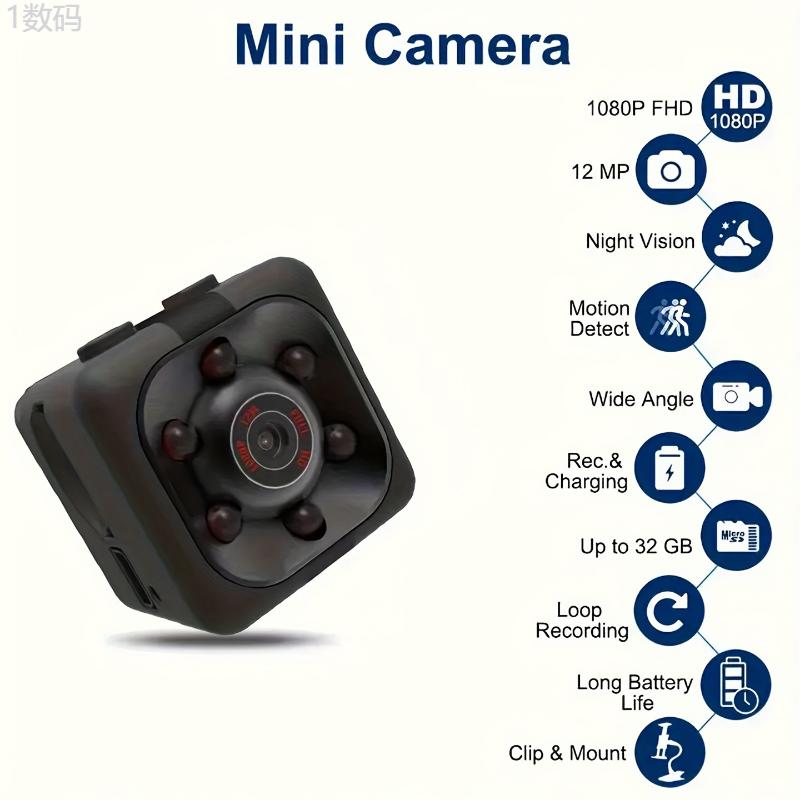 Mini HD Camera - 2024 Latest 1080P Full HD Night Vision, Nanny Camera, Sports Activation, Indoor and Outdoor Safety Camera for Home Security Rechargeable Installation