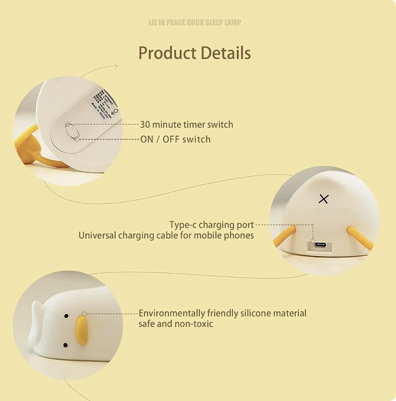 Lying Duck Nightlight, Silicon Nightlight, children gift, USB nightlight, Bedside Lamp