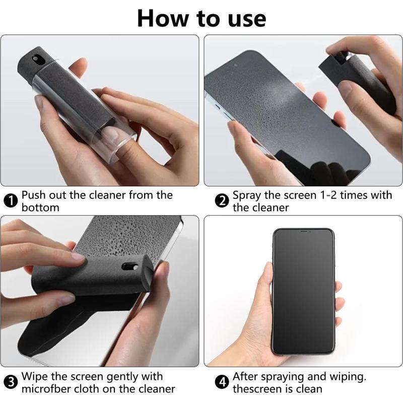 [90% People Choose] Screen Cleaner Touchscreen Mist Cleaner for All Phones, Laptop and Tablet Screens,Two in One Spray and Microfiber Cloth