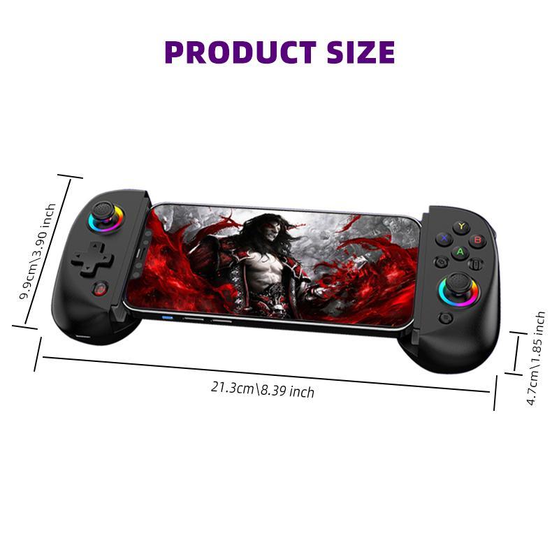 BSP-D8 Wireless Game Controller, 1 Set Dual Hall Flexible RGB Controller, Streaming Gamepad for Tablet Android PS4 Switch PC Joystick