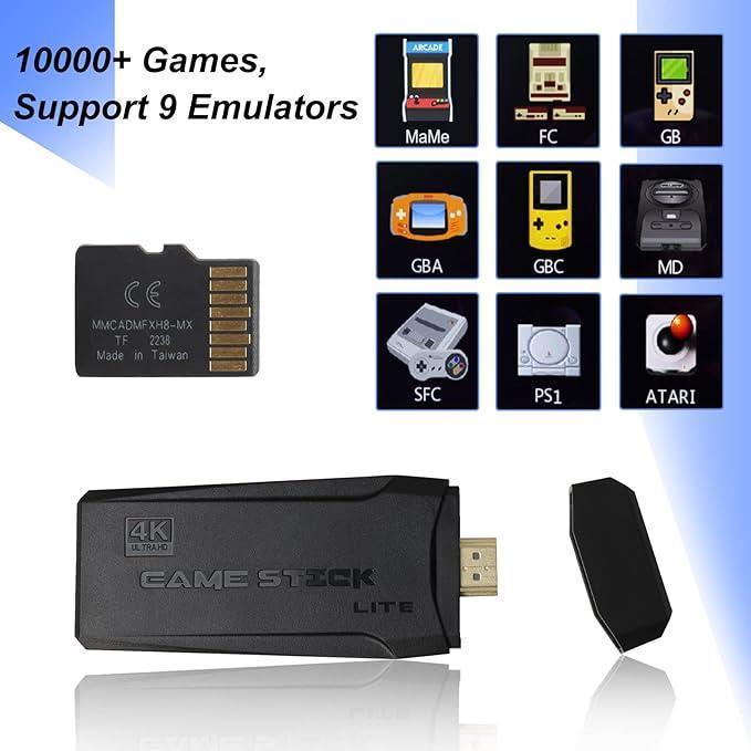 Latest 20000+ Games Retro Console Video Games 2025: HDMI Game Stick 4K Classic Edition System Emulator 64G Wireless Plug and Play TV