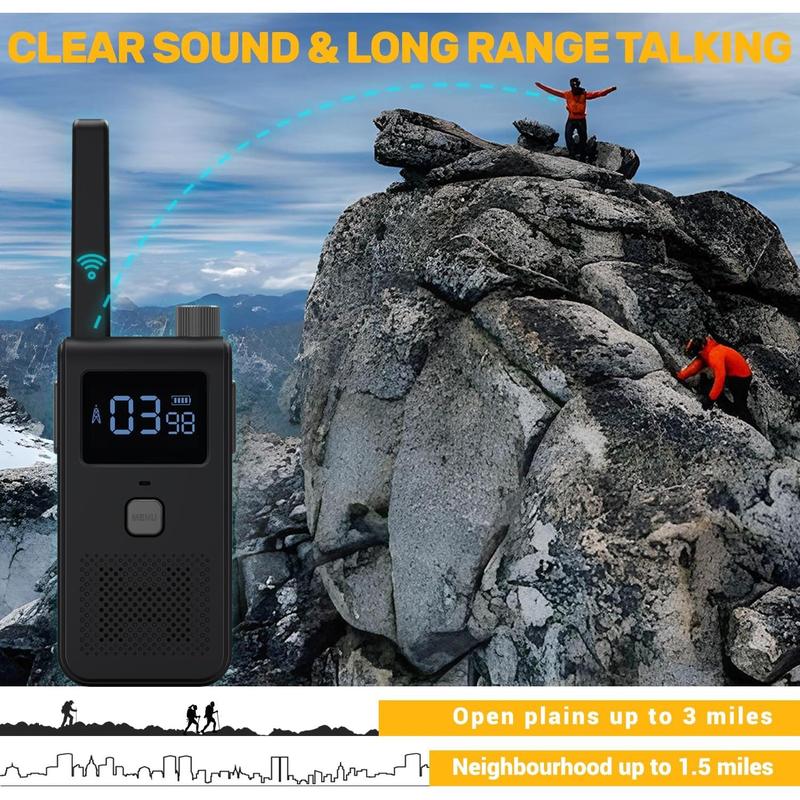 Adult Walkie Talkie Long Range AIKTUPSY Two-Way Radio 2 Pack with 22 Channels, LED Flashlight, VOX Function for Outdoor Hiking Camping Mountaineering - Black, Good Quality