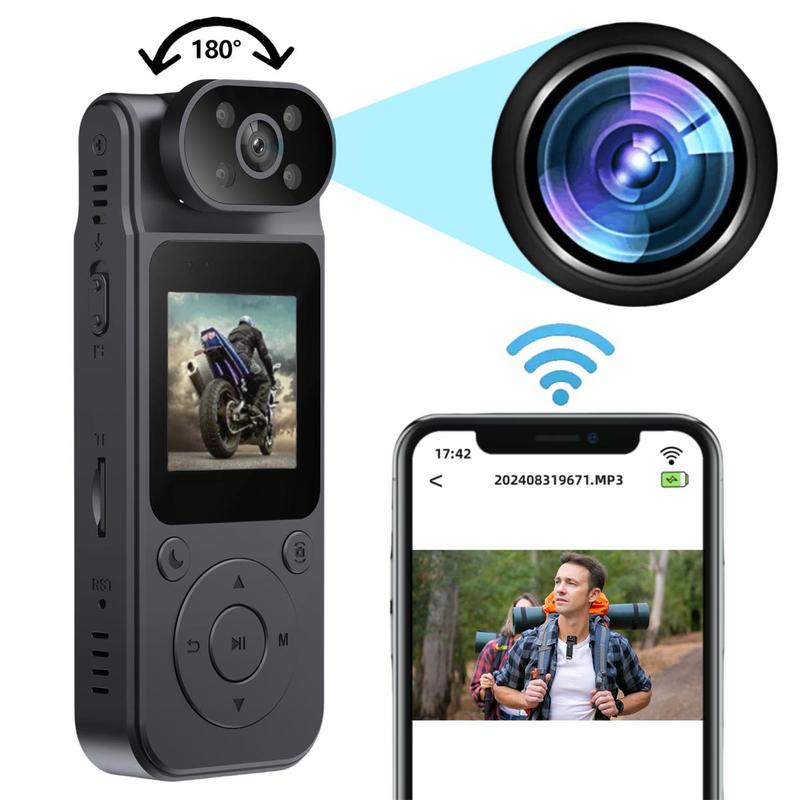 4K Action Camera, Portable Sports Camera with 180-Degree Rotatable Lens, Vlogging Camera,Recording Camera, Portable Camera, Mini Sports DV Camera Suitable for Outdoor, Travel