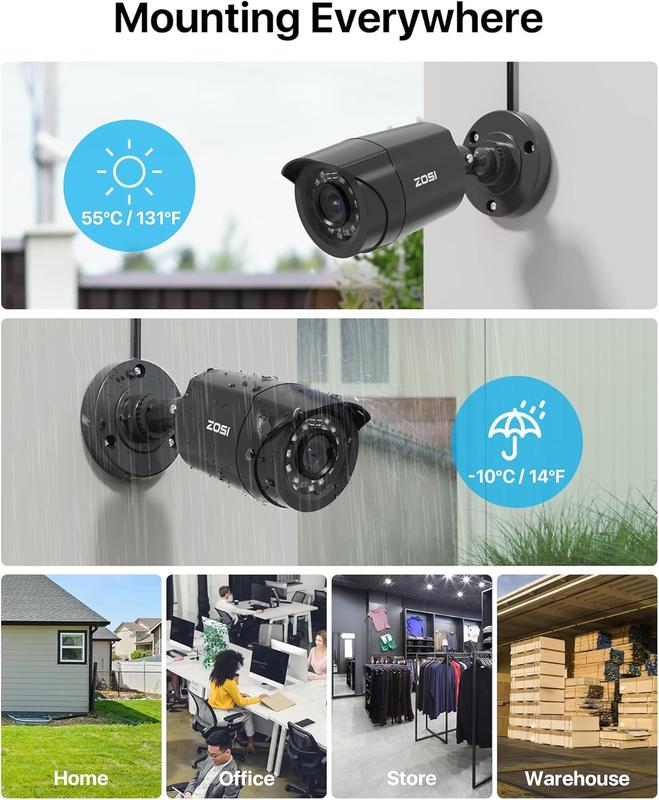 ZOSI 3K Lite 8CH Security CCTV Camera System Outdoor with 1TB Hard Drive,AI Human Vehicle Detection,Night Vision,H.265+ 8 Channel 5MP Lite DVR Recorder cctv  camera