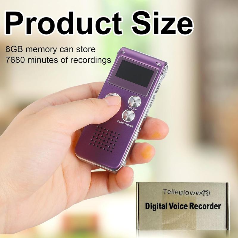 Ghost Hunting Equipment Paranormal Equipment for Ghost Hunting Digital EVP Voice Activated Recorder Rechargeable Recorder Device with Microphone, 8GB(Purple)