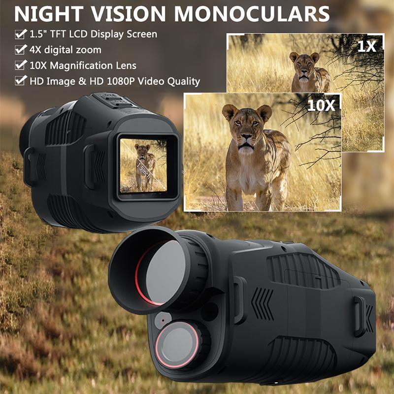 HD 1080P Night Vision Monocular, Fall Day and Night Use Photo Video Taking, 4X Digital Zoom Night Vision Monocular for Camping Animal Observation, Camping Accessories, Night Vision Goggles