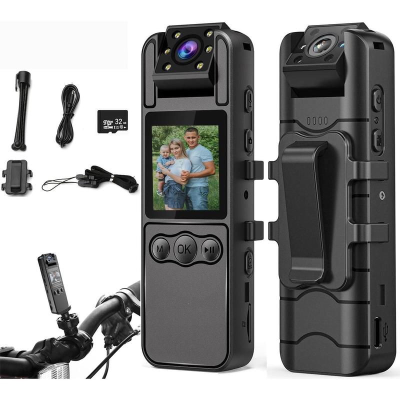 Camera with Audio and Video Recording, HD 1080P  Cam with 180? Rotating Lens, 6HR , Night Vision, 32GB  Worn Camcorder, for Personal Civilians,  Law Enforcement