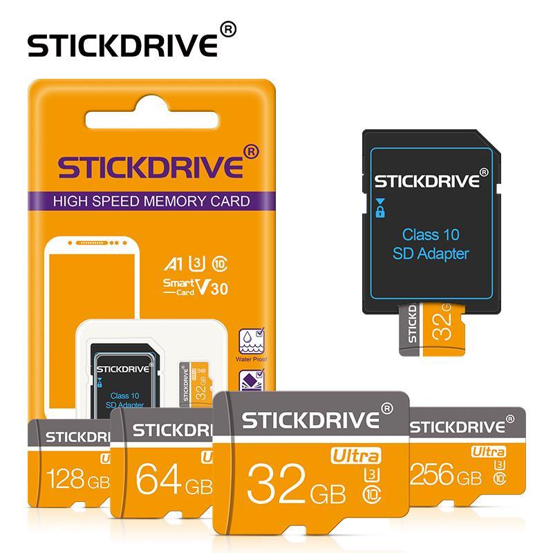 StickDrive Micro TF SD Card (1 Count), 16GB 32GB 64GB 128GB U3 Class 10 Memory Card, Flash TF Cards for SD Adapter, Camera Accessories