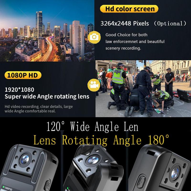 Camera with Audio and Video Recording, HD 1080P  Cam with 180? Rotating Lens, 6HR , Night Vision, 32GB  Worn Camcorder, for Personal Civilians,  Law Enforcement