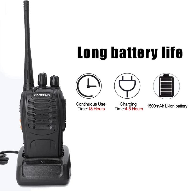 Baofeng Walkie Talkies 888S Rechargeable Long Range with Earpieces for Adults, 16 Channel Professional Radio Handheld Two Way Radios Li-ion Battery and Charger Included Audio Charging Remote Remote