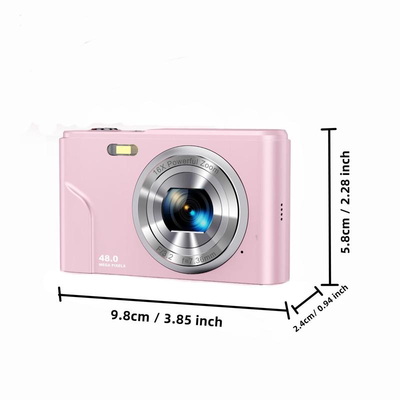 48MP FHD 1080P Video Camera, Portable 16X Zoom Digital Camera with 32GB Memory Card & Charging Cable & Instruction Manual, Compact Portable Digital Camera for Travel & Pictures, Photo Camera, Compact Camera, Pocket Camera