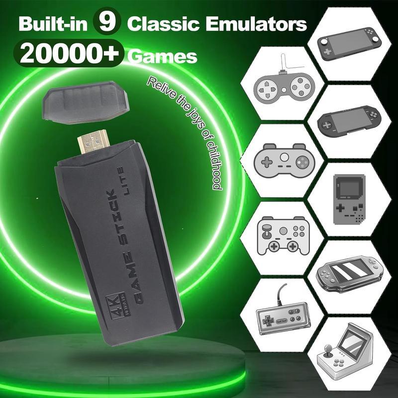 Latest 20000+ Games Retro Console Video Games 2025: HDMI Game Stick 4K Classic Edition System Emulator 64G Wireless Plug and Play TV