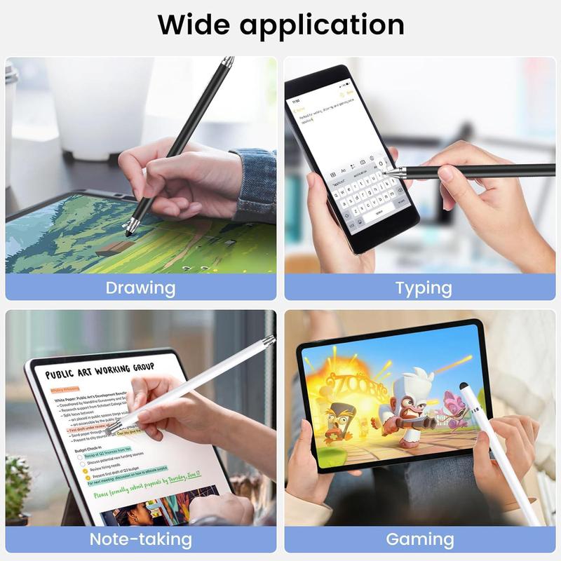 4-in-1 Stylus Pen, Universal Touch Screen Pen with 4 Replaceable Nibs, Portable Phone & Tablet Stylus for iPhone & Android & All Capacitive Touch Screens