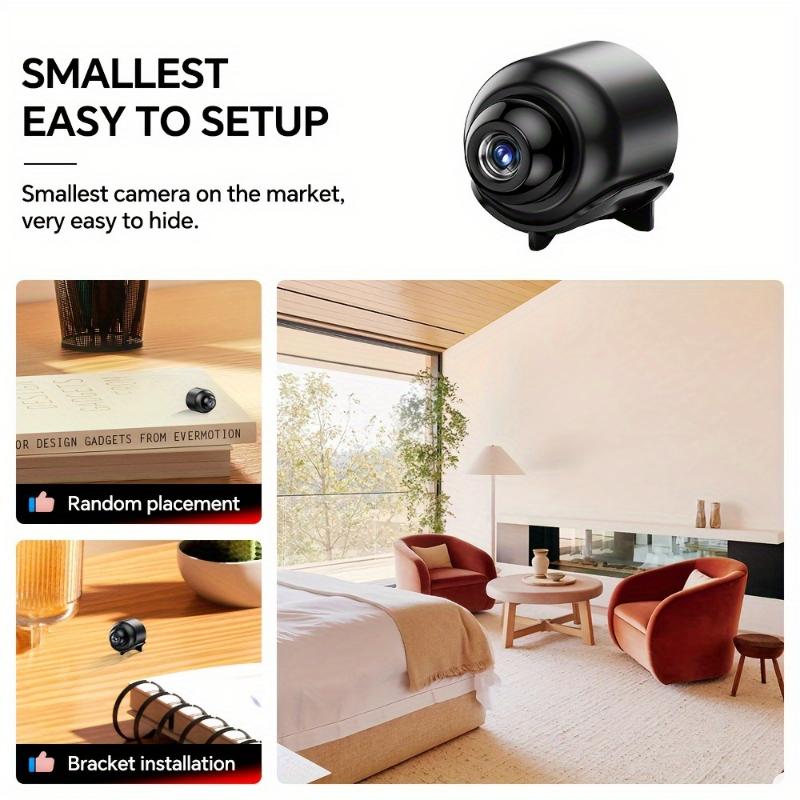 1pc MiniGuard HD WiFi Security Camera, Indoor Outdoor Wireless Mini Cam with Motion Detection, Alarm Push Notifications, Loop Recording, Manual Exposure Control, Optical Image Stabilization, TF Card Slot, AVI Format - Easy Setup, No Battery