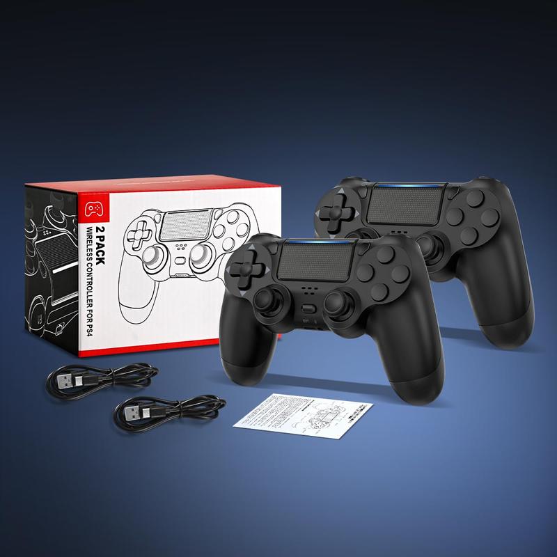 PS4 Controller 2 Pack, Wireless PS4 Controller for PS4   Pro Slim & PC, with 2 USB C Cable - Black