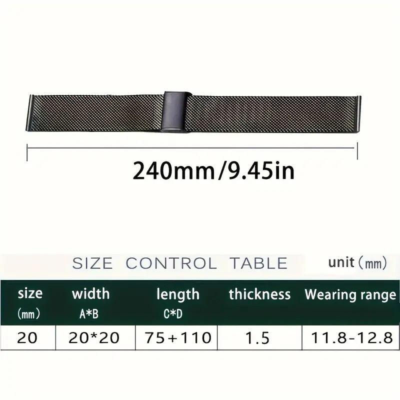 Stainless Steel Smart Watch Band (Band Only), 20MM Fashionable Replacement Watch Band, Sweatproof Unisex Watch Band, Wearable Accessories