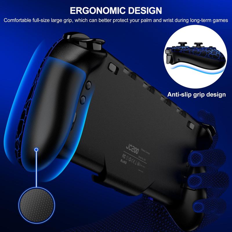 ESYWEN Switch Controllers for Switch OLED, Upgrade Hall Effect Joystick with Handheld Grip RGB Double Motor Vibration Accessories Console