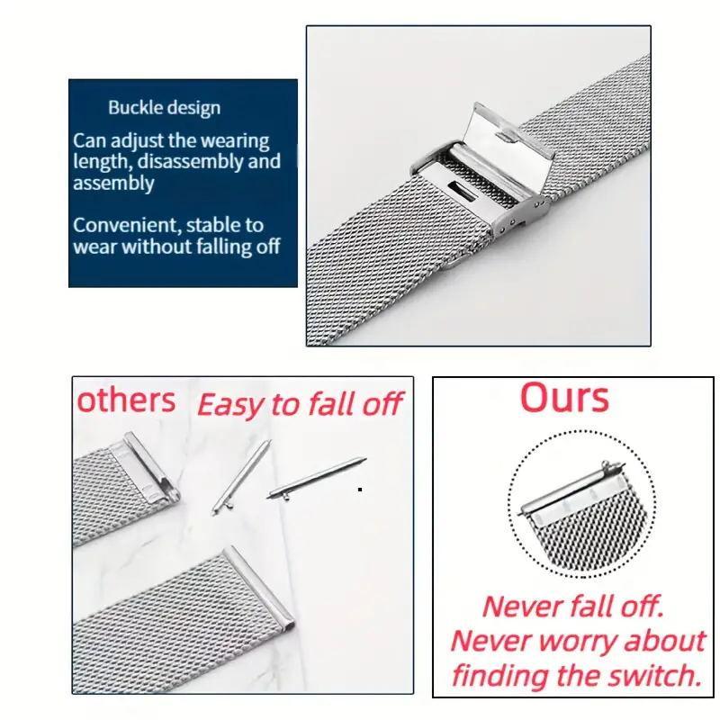 Stainless Steel Smart Watch Band (Band Only), 20MM Fashionable Replacement Watch Band, Sweatproof Unisex Watch Band, Wearable Accessories